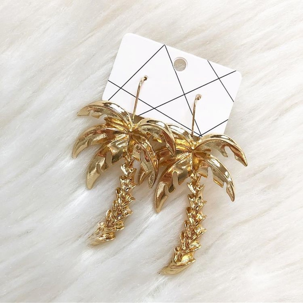 Gold palm tree earrings